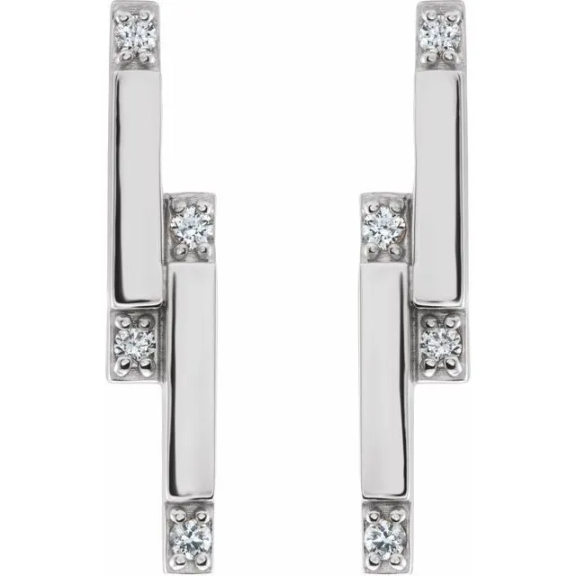 Platinum 1/10 CTW Diamond Bar Earrings