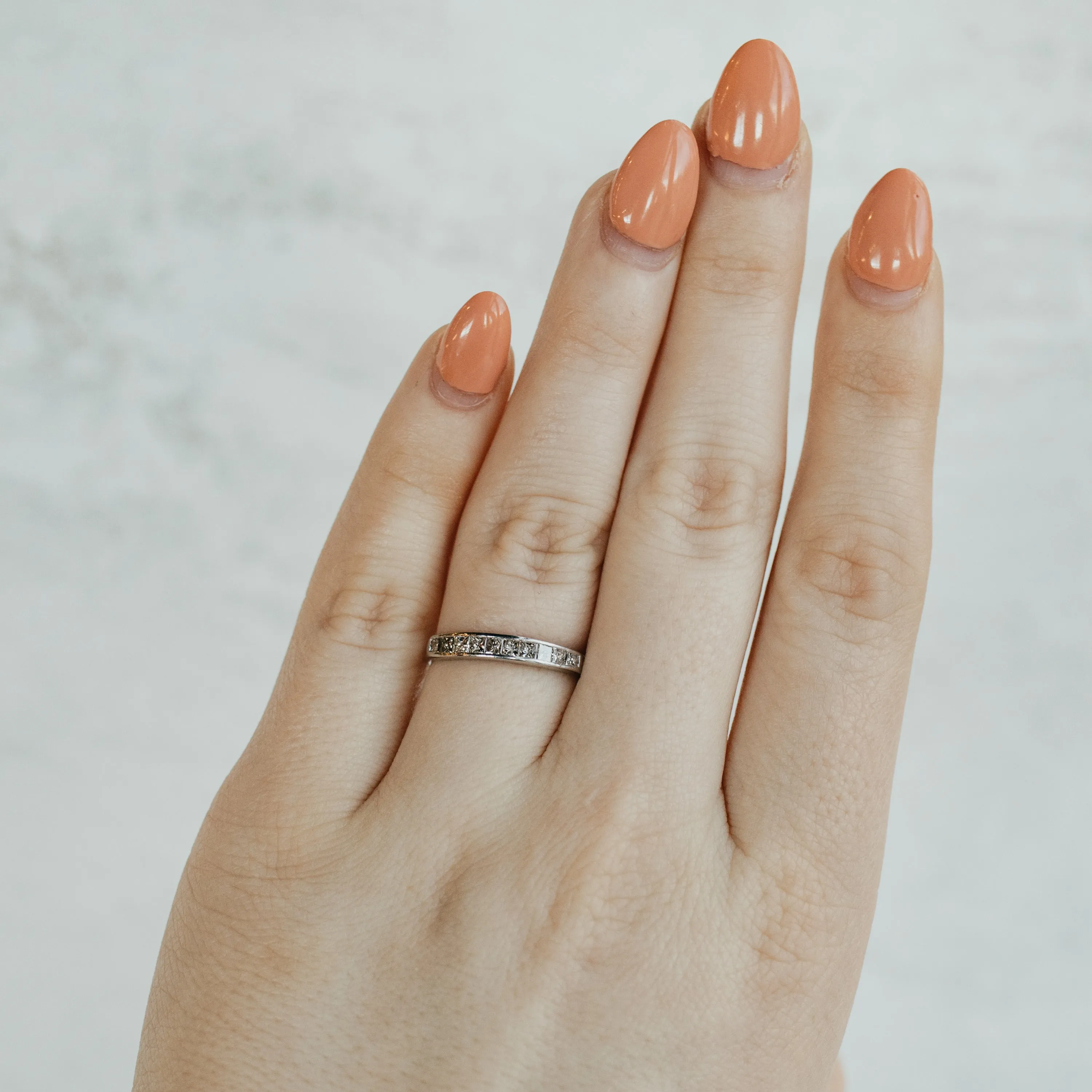 Platinum Princess Cut Diamond Wedding Band