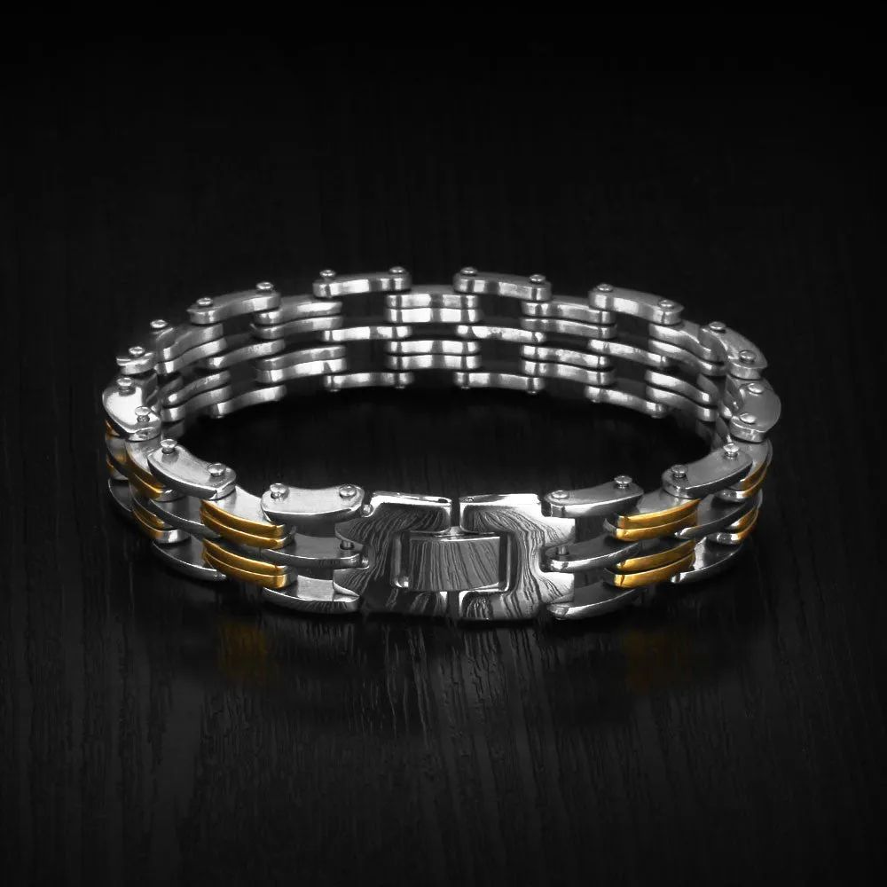 Punk Style 220m Stainless Steel Bracelets & Bangles Gold Plated Male Fashion Jewelry Men Bracelets