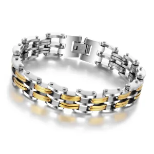 Punk Style 220m Stainless Steel Bracelets & Bangles Gold Plated Male Fashion Jewelry Men Bracelets