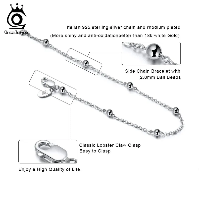 Pure 925 Sterling Silver 1.0mm Cable Chain Bracelet