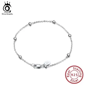 Pure 925 Sterling Silver 1.0mm Cable Chain Bracelet