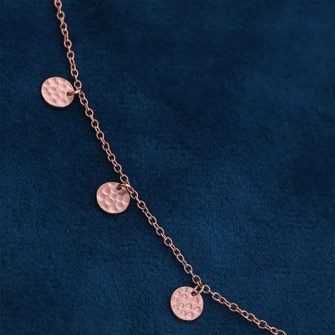Pure Silver Necklace - Chain Of Mini Rose Gold Coins