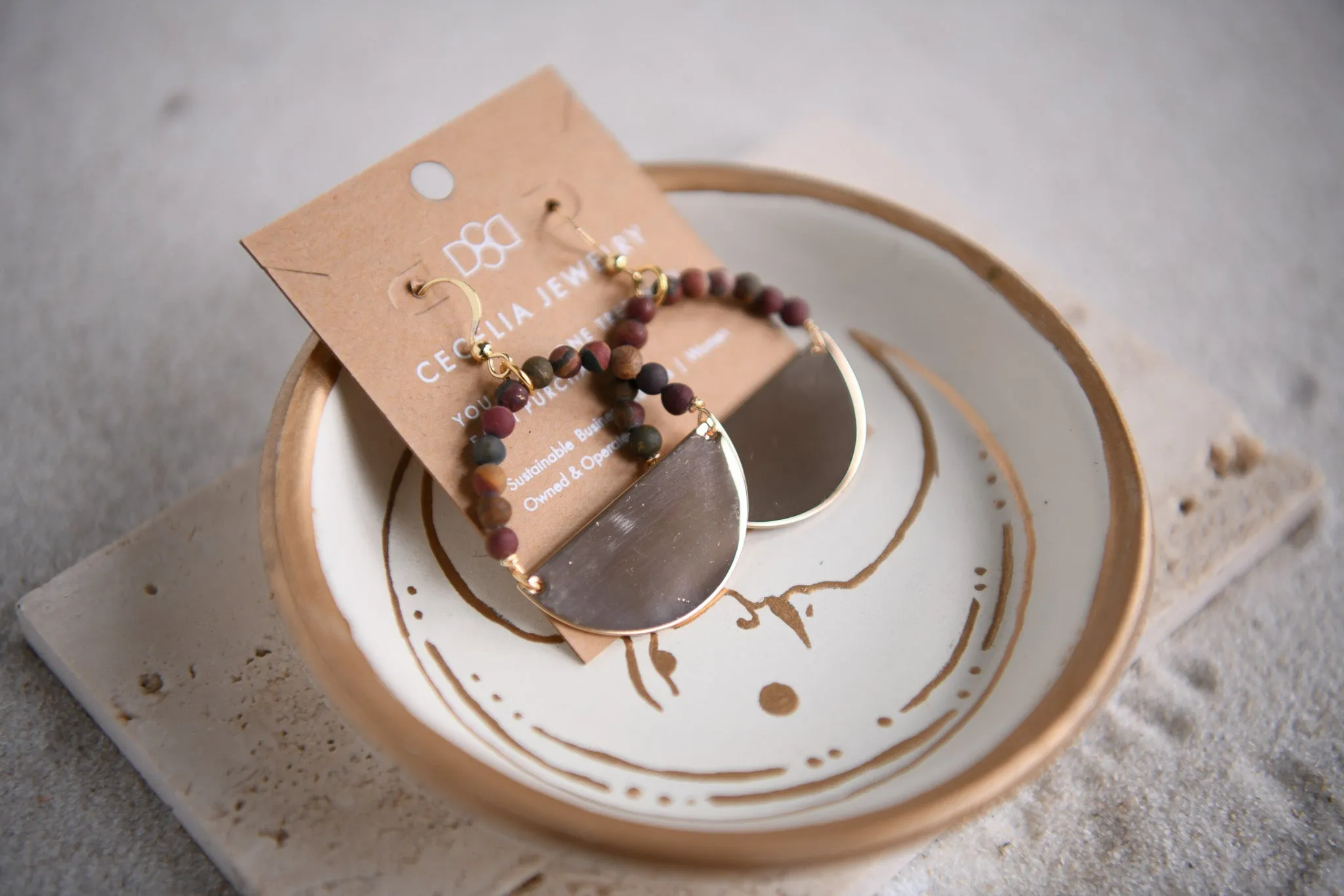 Radiance Half Moon Gold-Plated Gemstone Hoop Earrings