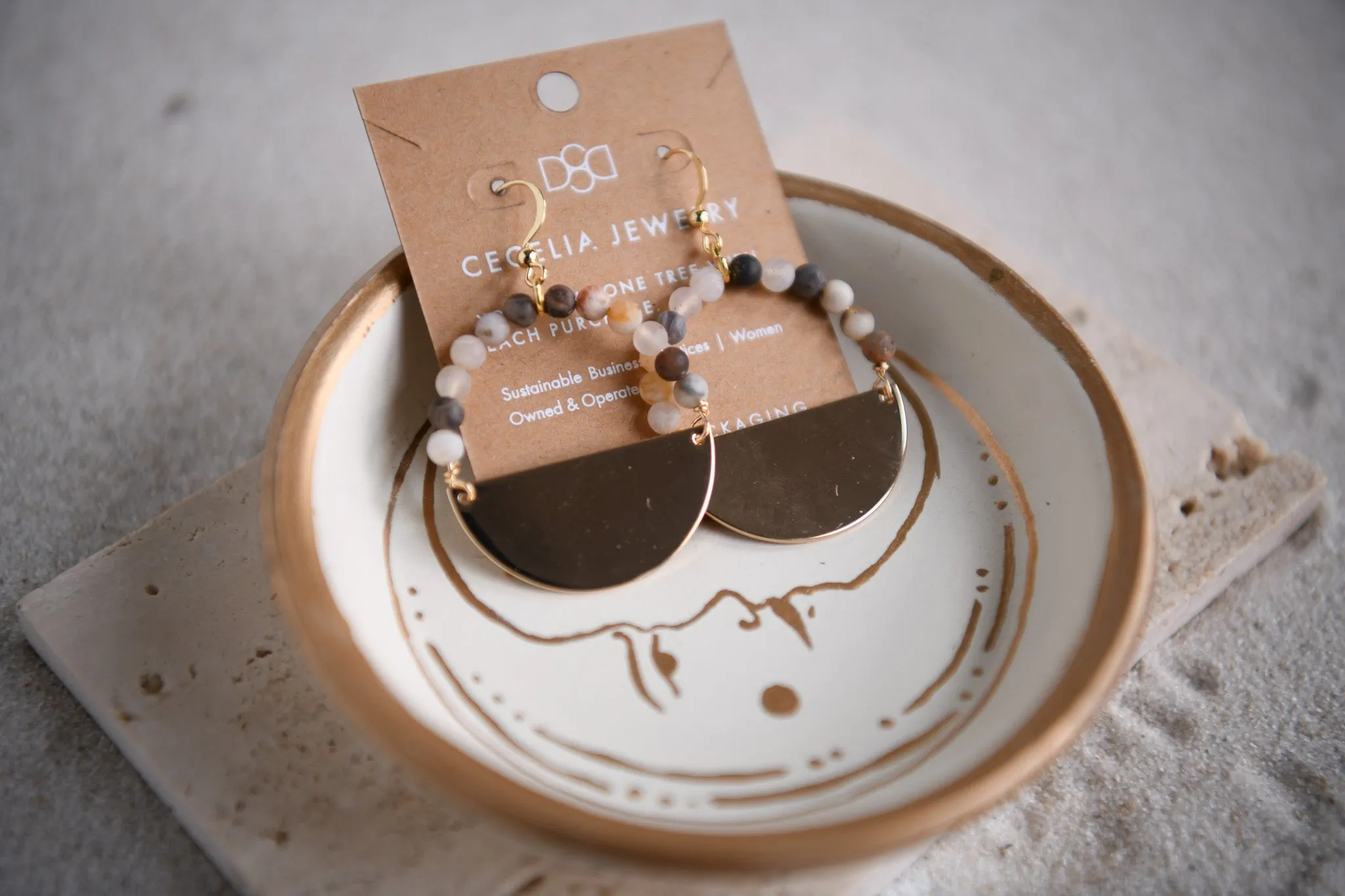 Radiance Half Moon Gold-Plated Gemstone Hoop Earrings