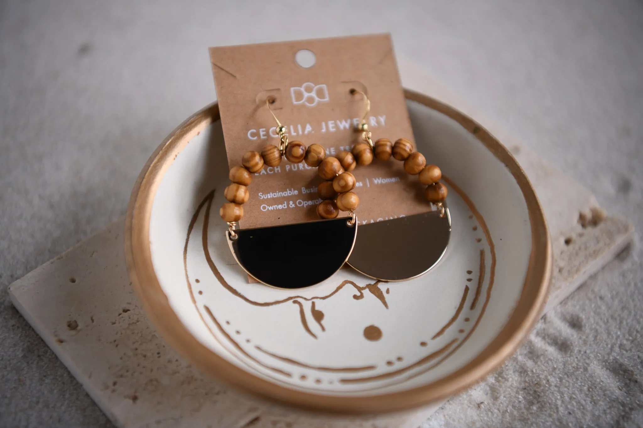 Radiance Half Moon Gold-Plated Gemstone Hoop Earrings