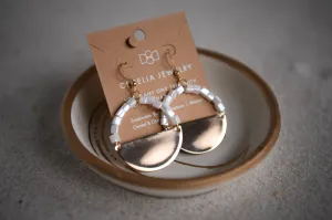 Radiance Half Moon Gold-Plated Gemstone Hoop Earrings