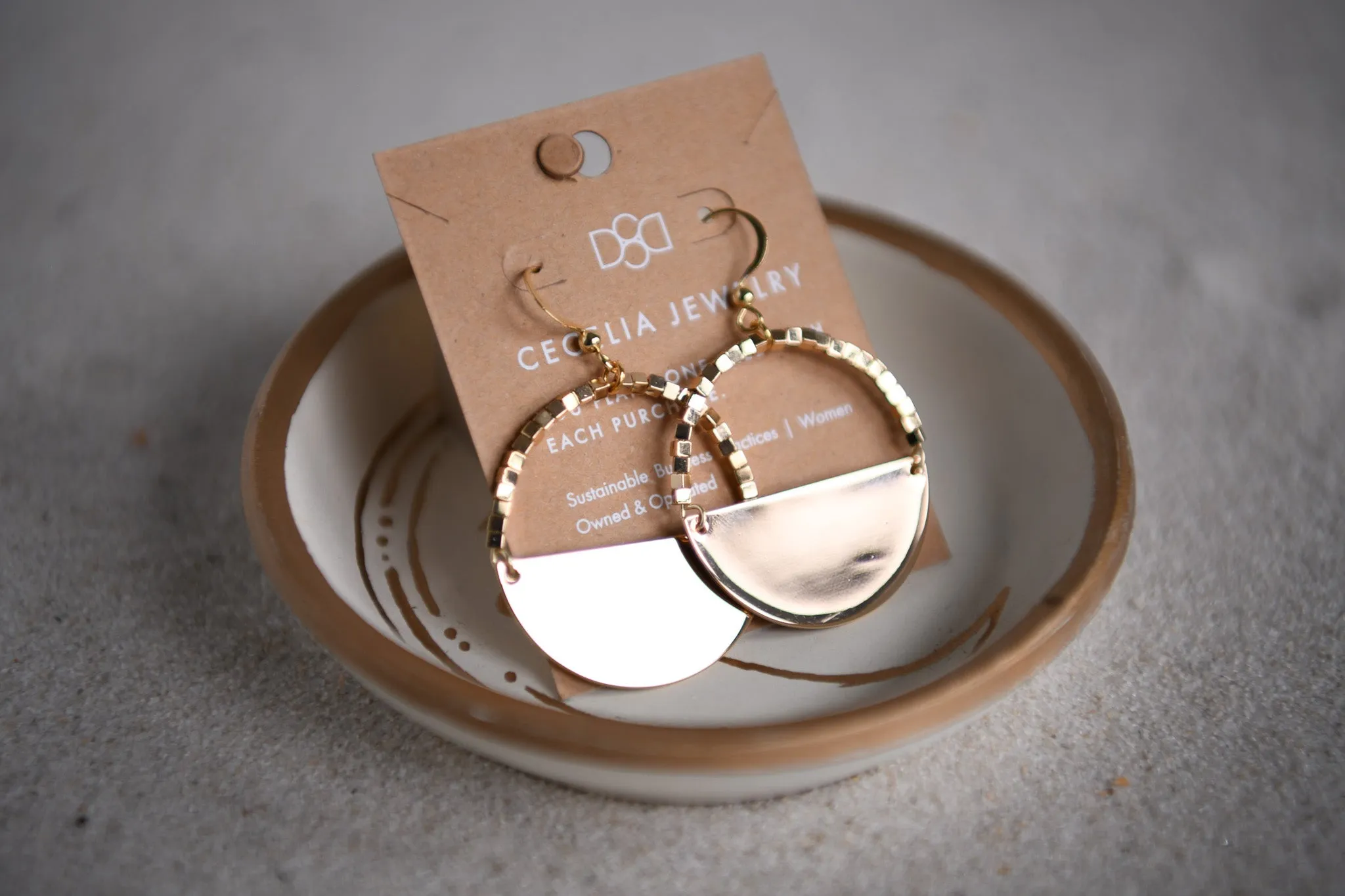 Radiance Half Moon Gold-Plated Gemstone Hoop Earrings