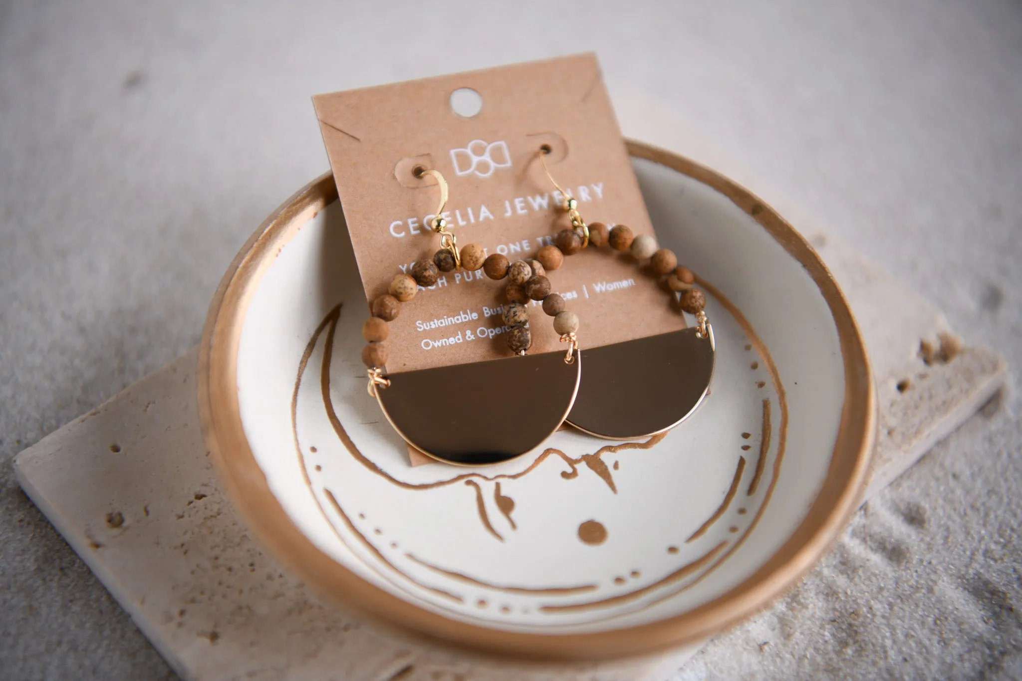 Radiance Half Moon Gold-Plated Gemstone Hoop Earrings