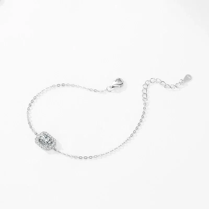 Rectangle Zirconia Bracelet in Sterling Silver Chain