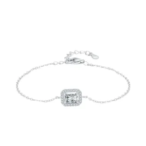 Rectangle Zirconia Bracelet in Sterling Silver Chain