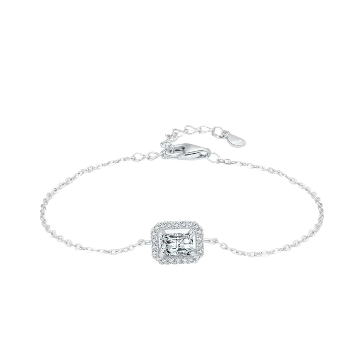 Rectangle Zirconia Bracelet in Sterling Silver Chain