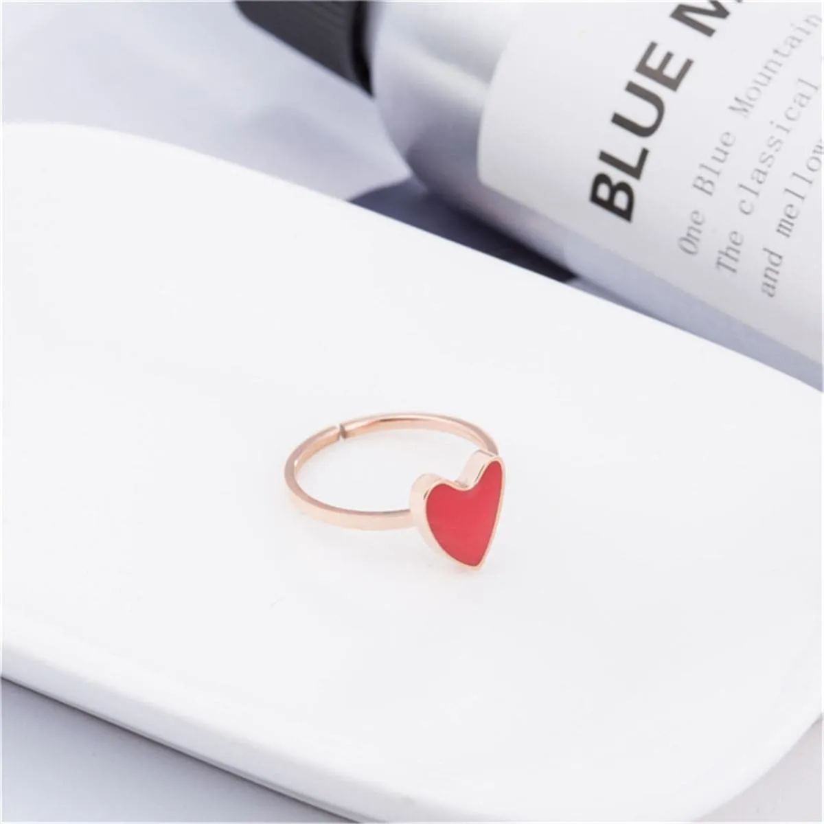 Red & 18K Gold-Plated Heart Ring