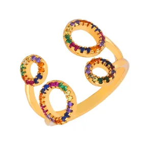Red Cubic Zirconia Circle Open Ring