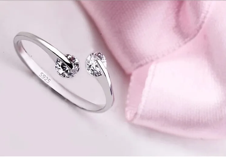 Resizable White Platinum Plated Crystal Ring