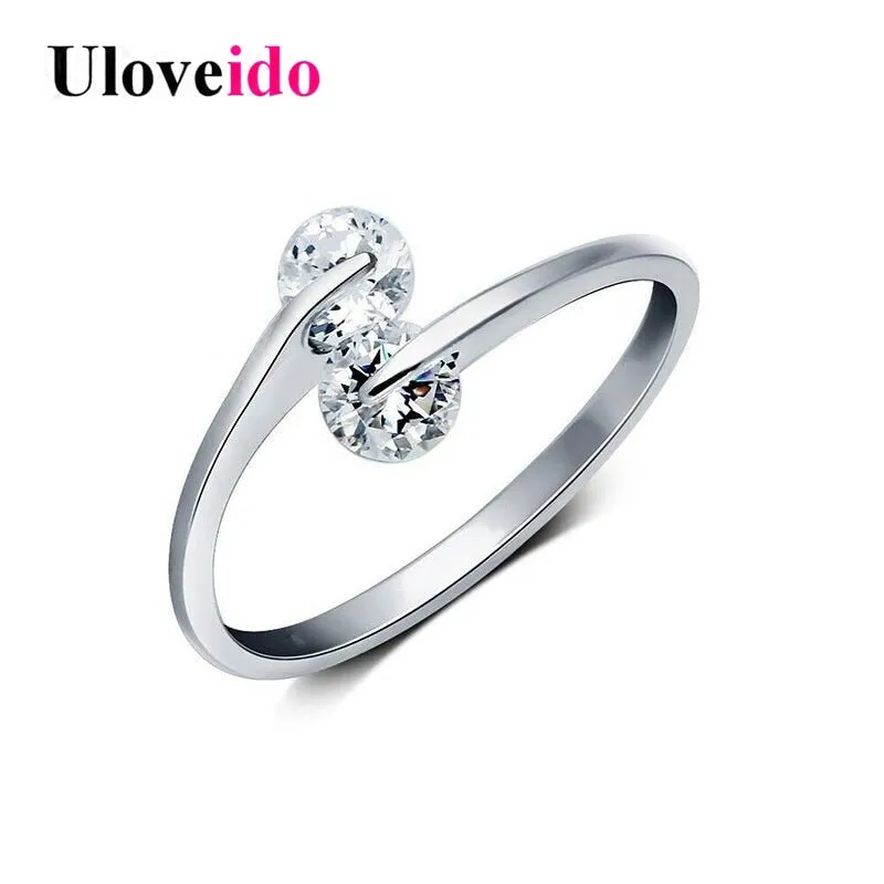 Resizable White Platinum Plated Crystal Ring