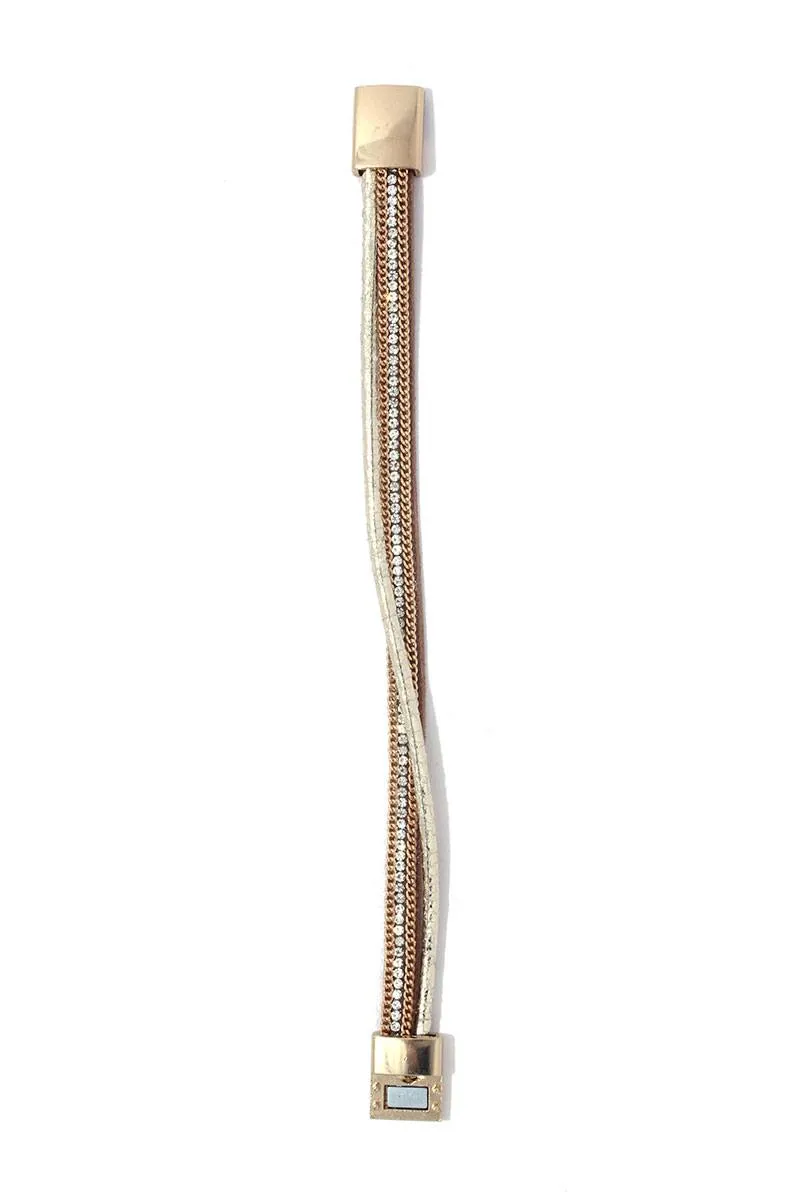 Rhinestone chain magnetic bracelet