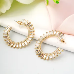 Rhinestone Hoop Studs