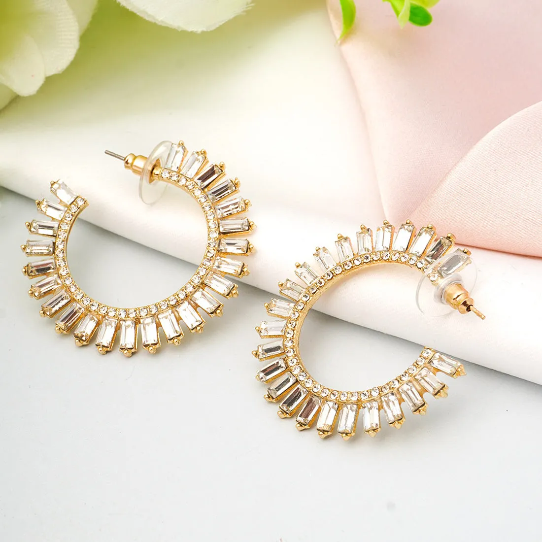 Rhinestone Hoop Studs