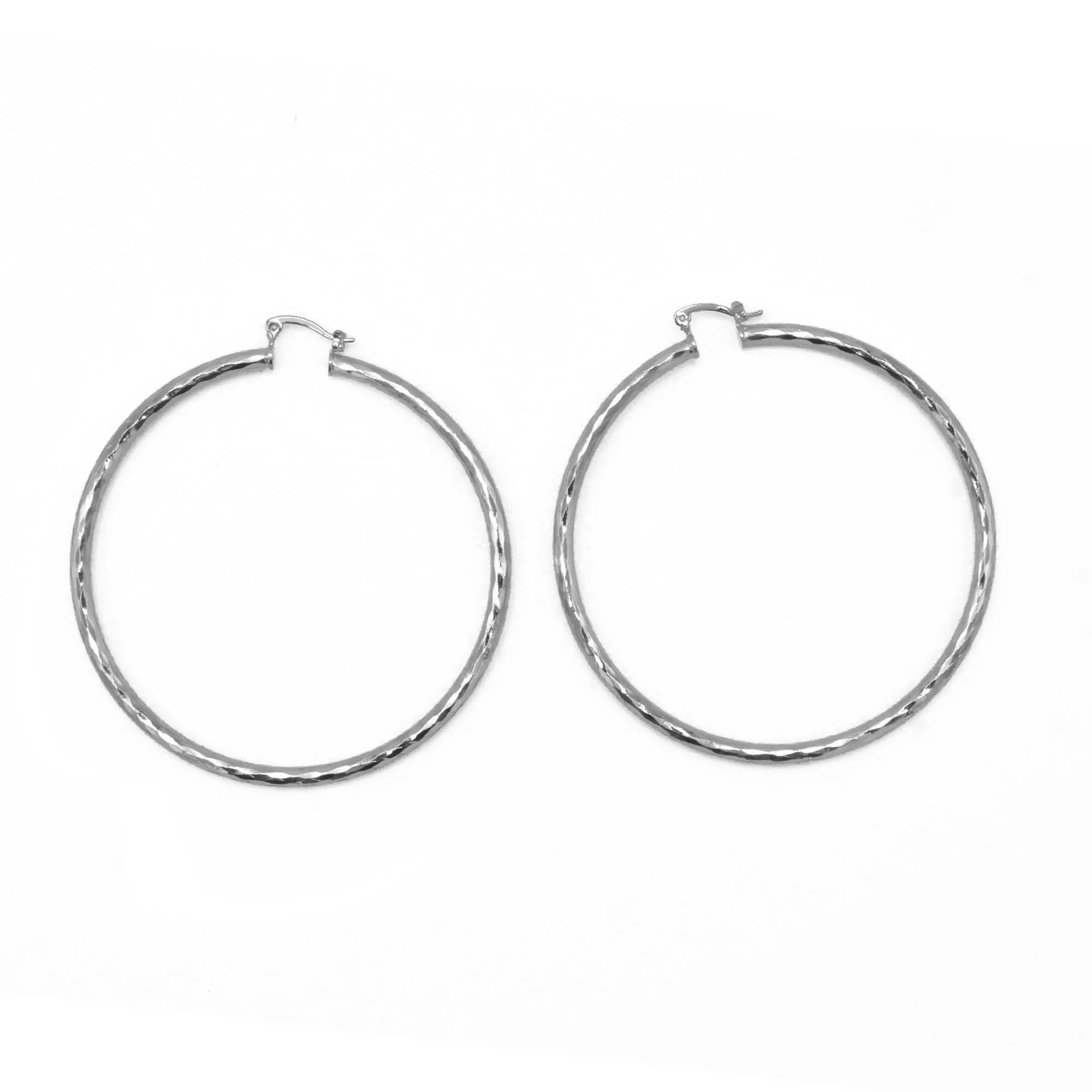 RHODIUM EXTRA LARGE HOOP EARRINGS #HNE90730RD (GA2)