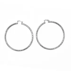RHODIUM EXTRA LARGE HOOP EARRINGS #HNE90730RD (GA2)