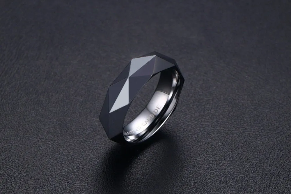 Rhombic Cut Tungsten Carbide Promise Wedding Bands Ring  Gold Plated