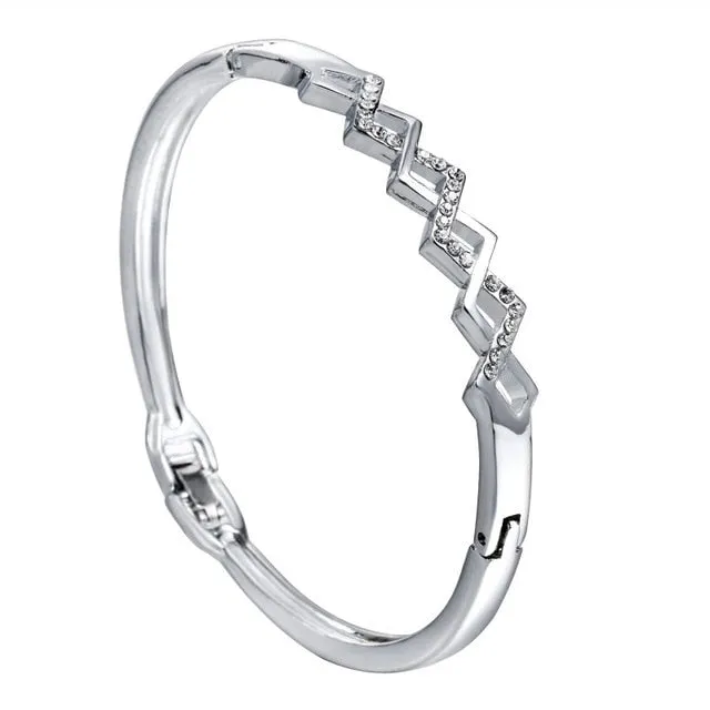 RINHOO Love Heart Stainless Steel Bracelets For Women Bangle Crystal Rhinestone Infinity Jewelry Wedding Bride Mother Bracelet