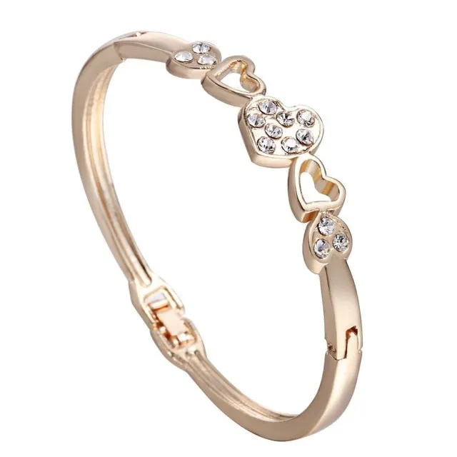 RINHOO Love Heart Stainless Steel Bracelets For Women Bangle Crystal Rhinestone Infinity Jewelry Wedding Bride Mother Bracelet