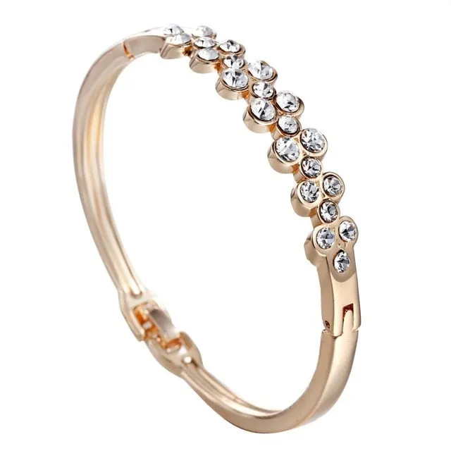 RINHOO Love Heart Stainless Steel Bracelets For Women Bangle Crystal Rhinestone Infinity Jewelry Wedding Bride Mother Bracelet