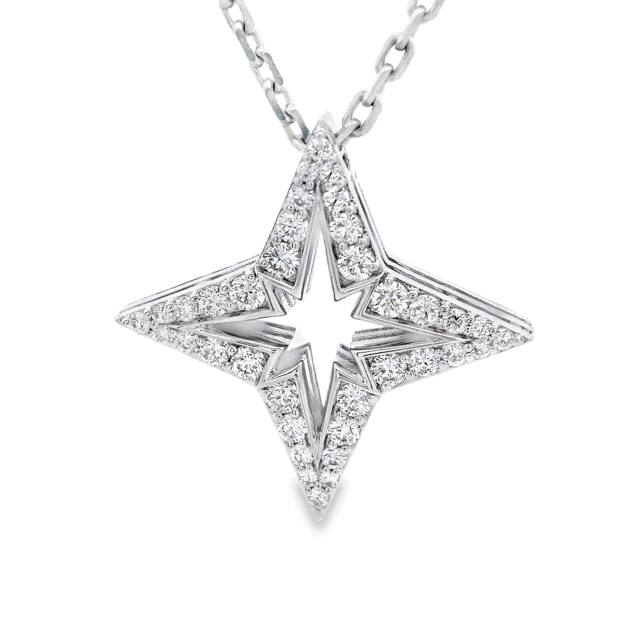 Roberto Coin 18K White Gold Diamond Princess Star Necklace