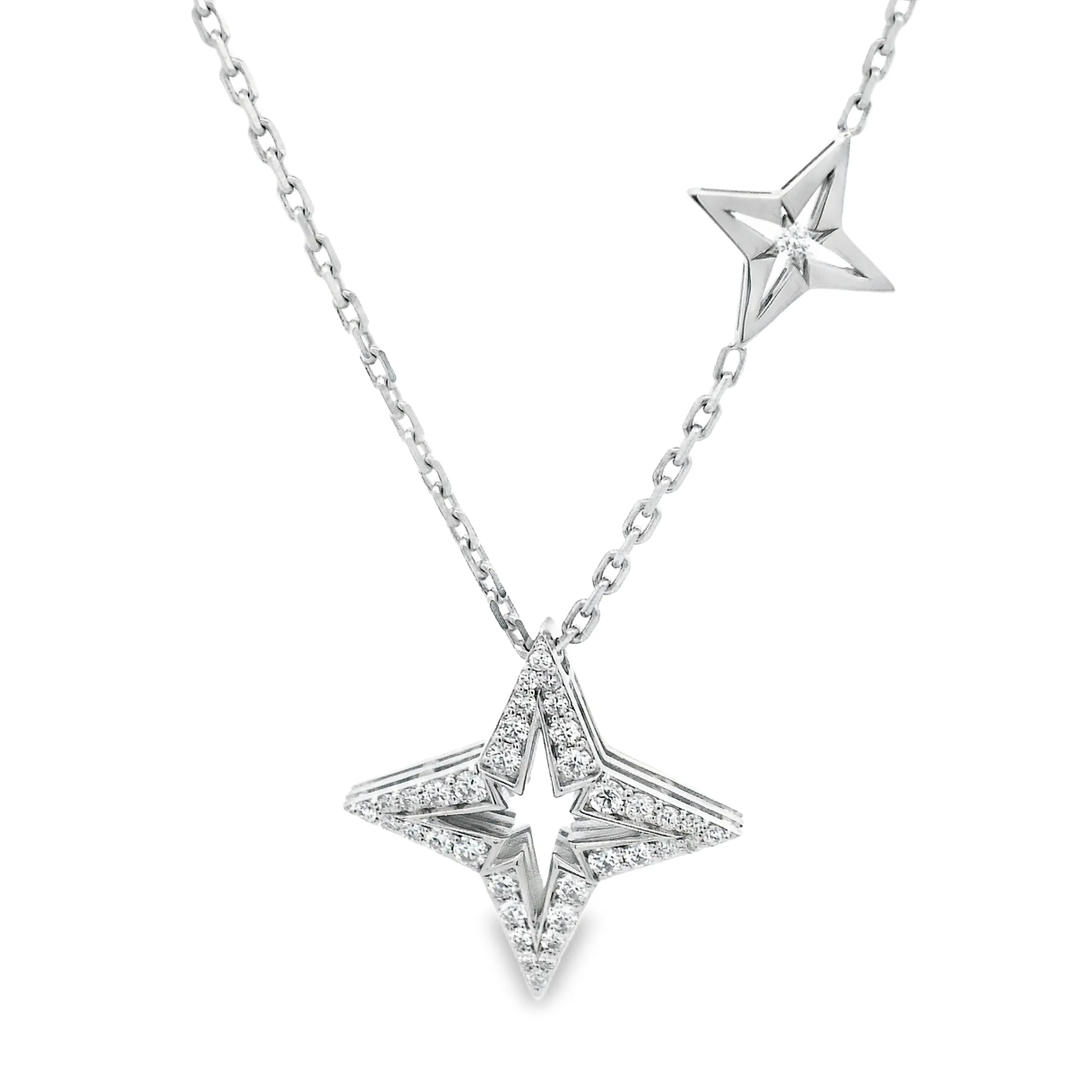 Roberto Coin 18K White Gold Diamond Princess Star Necklace