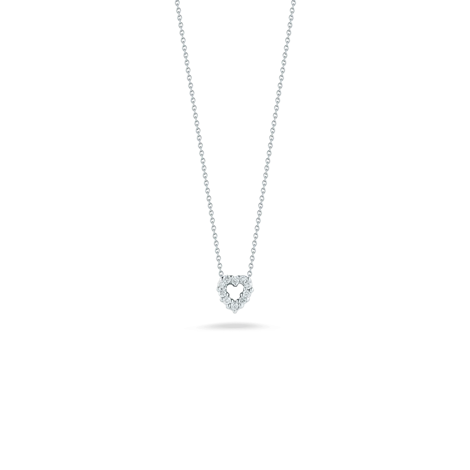 Roberto Coin 18K White Gold Mini Heart Diamond Necklace
