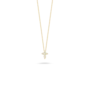 Roberto Coin 18K Yellow Gold Mini Cross Diamond Necklace