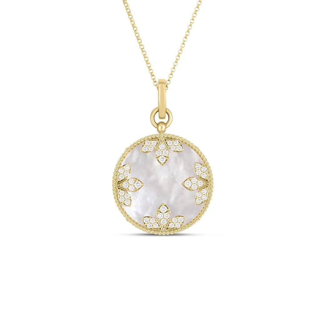 Roberto Coin 18k Yellow Gold Mother of Pearl Medallion Necklace