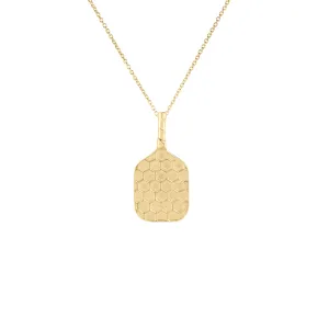 Roberto Coin 18k Yellow Gold Pickle Ball Texture Racket Necklace 16-18" Adjustable Chain