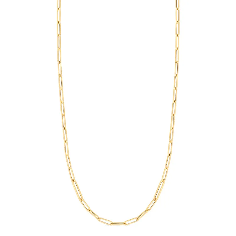 Roberto Coin Designer Gold 18K Yellow Gold Alternating Size Paperclip Link Chain, 17"