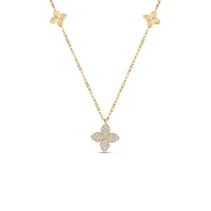 Roberto Coin Diamond & Polished Flower Station Necklace