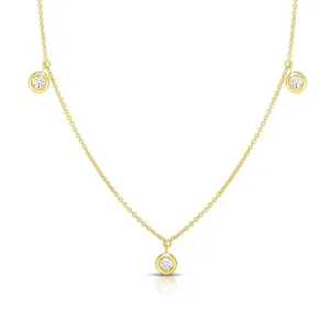 Roberto Coin Diamonds by the Inch Diamond Drop Station Necklace in 18K Yellow Gold