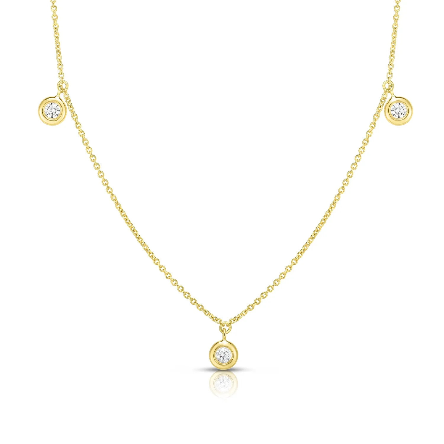 Roberto Coin Diamonds by the Inch Diamond Drop Station Necklace in 18K Yellow Gold