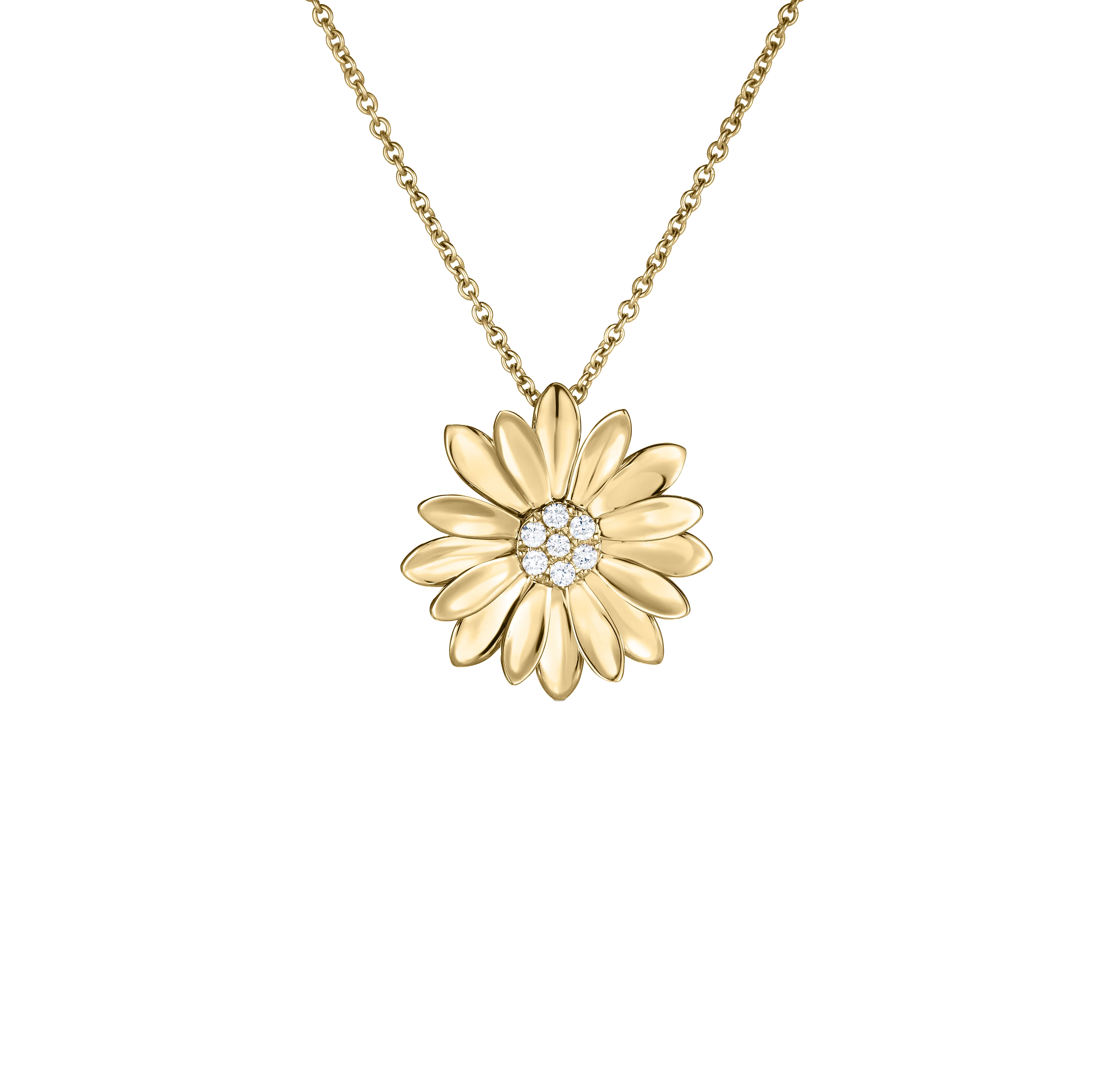 Roberto Coin Margherita Yellow Gold Diamond Flower Pendant