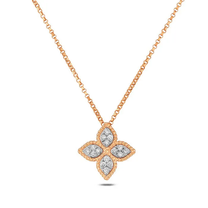 Roberto Coin Medium Flower Pendant with Diamonds