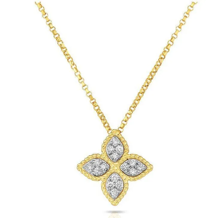 Roberto Coin Medium Flower Pendant with Diamonds