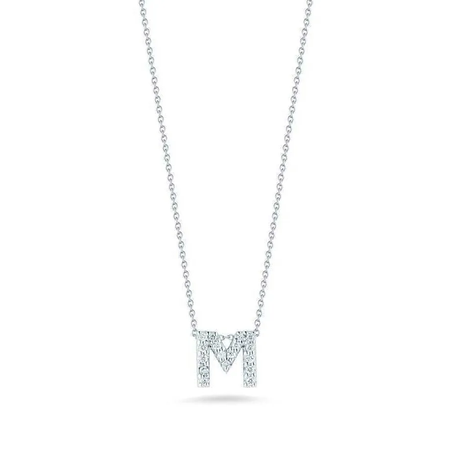 Roberto Coin "M" Love Letter Diamond Pendant Necklace
