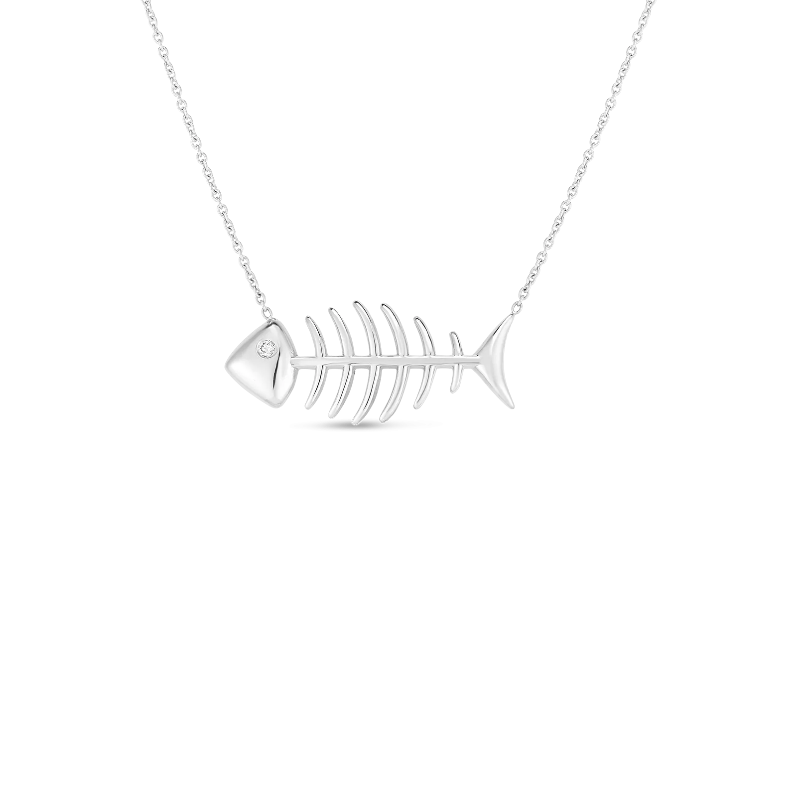 Roberto Coin Tiny Treasure 18K White Gold Fishbone Pendant