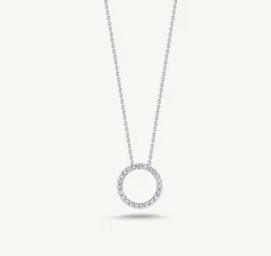 Roberto Coin Tiny Treasures 18k White Gold Diamond Circle Necklace