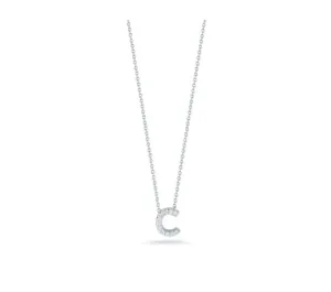 Roberto Coin Tiny Treasures 18K White Gold Diamond Love Letter 'C' Necklace