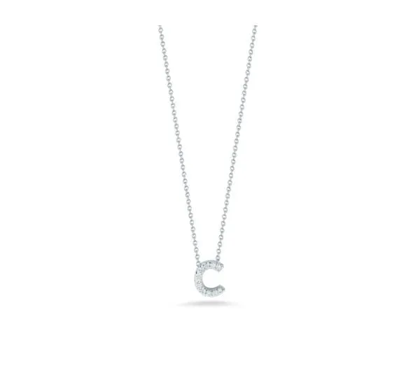 Roberto Coin Tiny Treasures 18K White Gold Diamond Love Letter 'C' Necklace