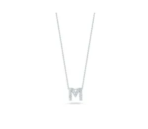 Roberto Coin Tiny Treasures 18K White Gold Diamond Love Letter 'M' Necklace