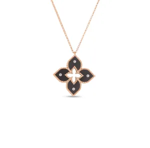 Roberto Coin Venetian Princess Small Gray Titanium and Diamond Flower Necklace