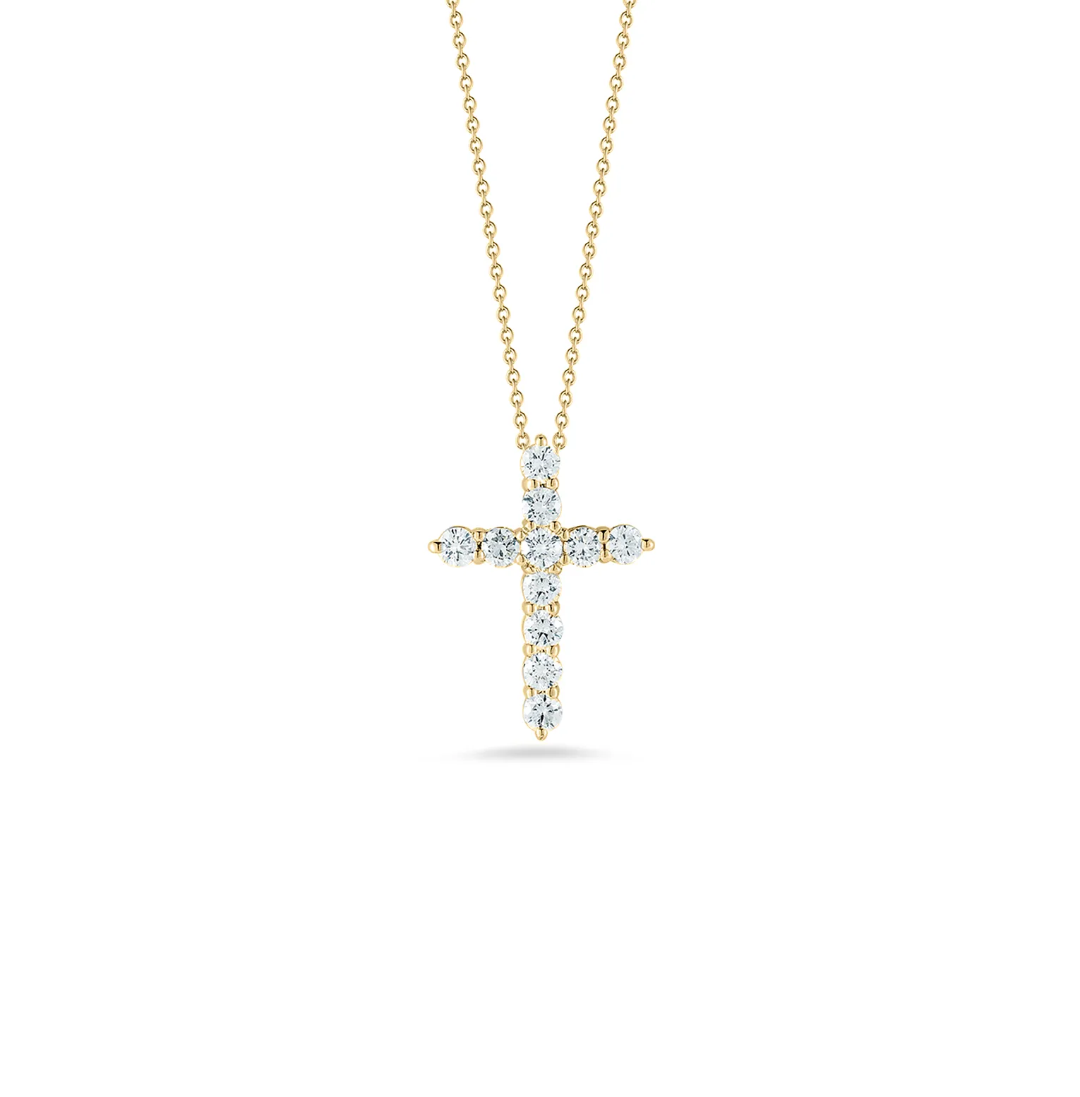 Roberto Coin Yellow Gold Small Diamond Cross Necklace